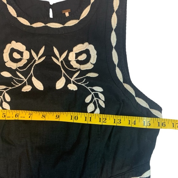 FREE PEOPLE Birds of A Feather Embroidered Mini Dress Black Sz 6 - Picture 6 of 10